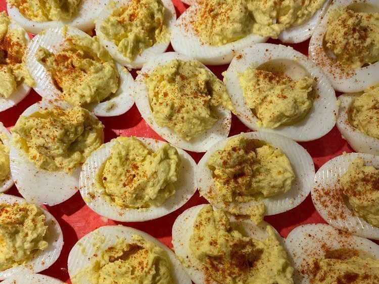 Loaded deviled eggs