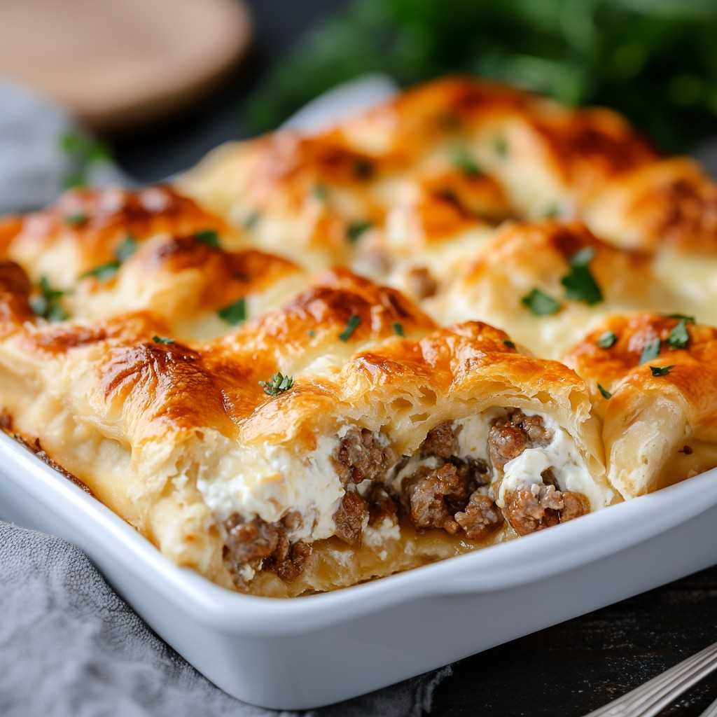 Sausage and Cream Cheese Crescent Roll Bake