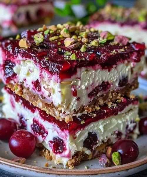 Heavenly Cherry Pistachio Cheesecake Bars Recipe