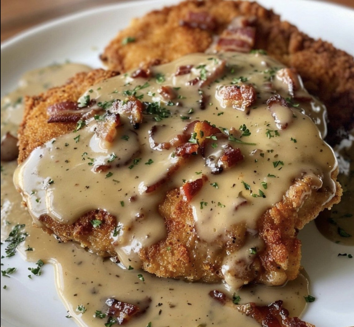 Country Fried Pork Chops with Bacon Gravy