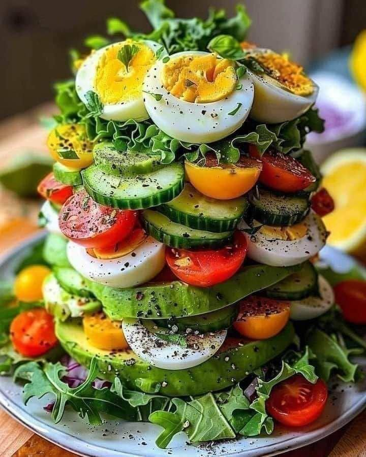 Layered Avocado and Egg Salad Tower