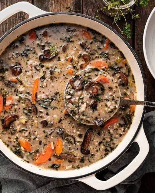 Wild Rice and Mushroom Soup: