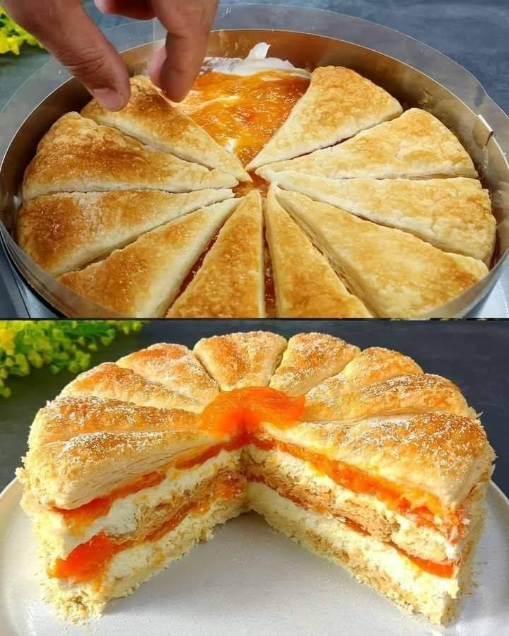 Apricot Cream Puff Pastry Cake