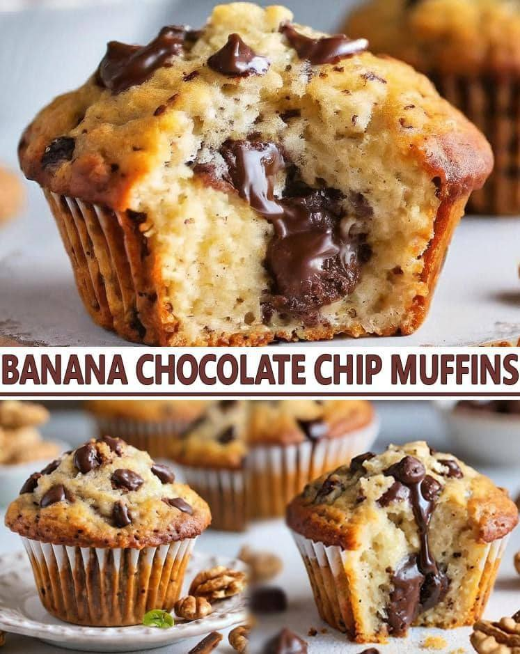 🍌🍫 Banana Chocolate Chip Muffins😋😍