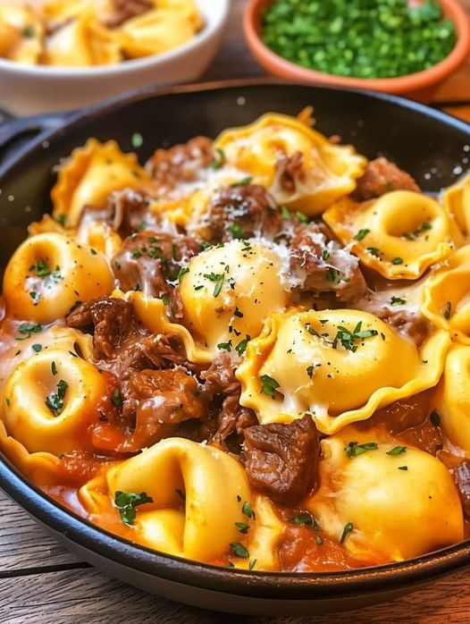 Cheesesteak Tortellini in Rich Provolone Sauce Recipe